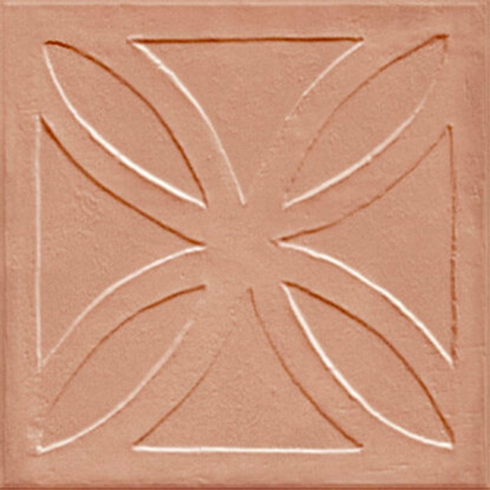 Carrelage décoré effet carreaux de ciment Amuri structure gelosia - couleur terre cuite - carreau seul