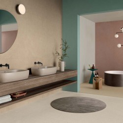 Carrelage effet pierre collection Intense finition trait - couleur beige - photo d'ambiance salle de bain bis