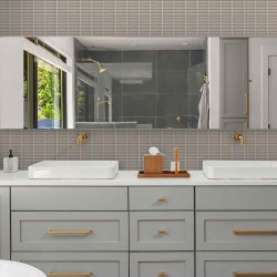 Carrelage faïence mosaïque Stick - coloris gris anthracite brillant - photo d'ambiance salle de bain