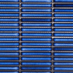 Carrelage faïence mosaïque Stick - coloris bleu électrique brillant - photo trame seule zoomée
