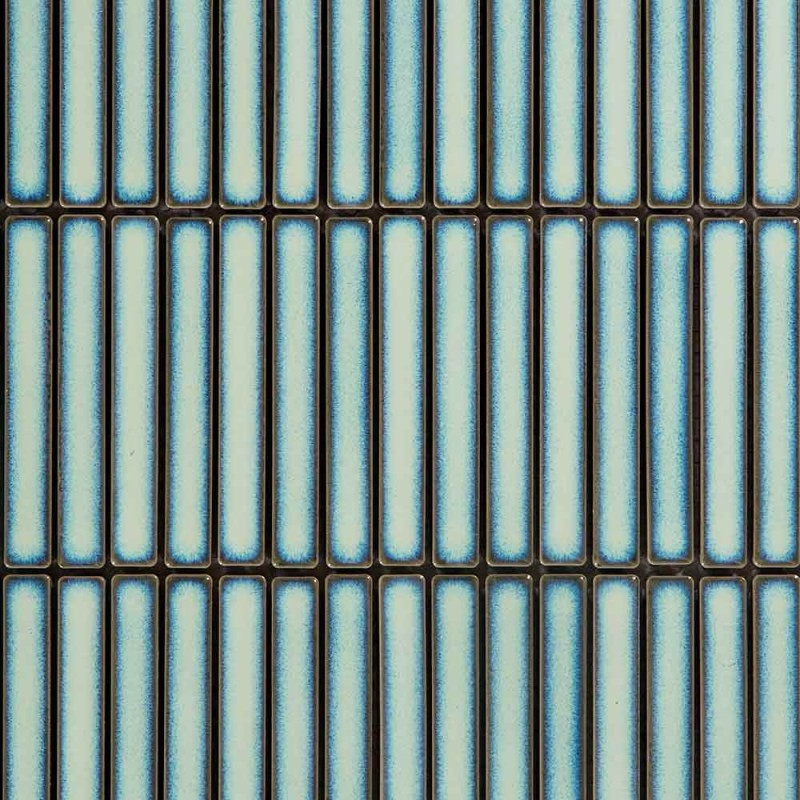 Carrelage faïence mosaïque Stick - coloris turquoise brillant - photo trame seule zoomée