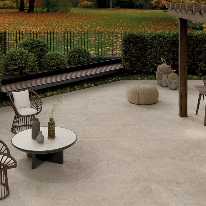 terrasse extérieure travertin beige Un Travertine Minimal Cream