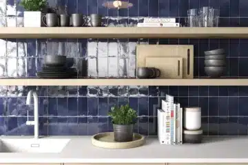 Crédence de cuisine bleu