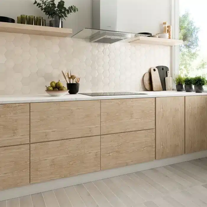 Carrelage Hexa White, forme hexagonale blanche brillante
