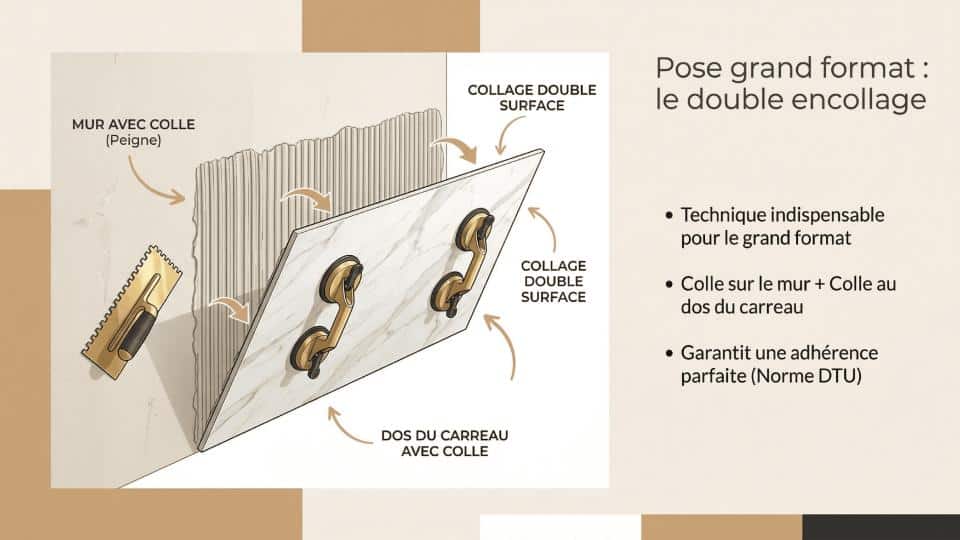 pose carrelage explication du double encollage